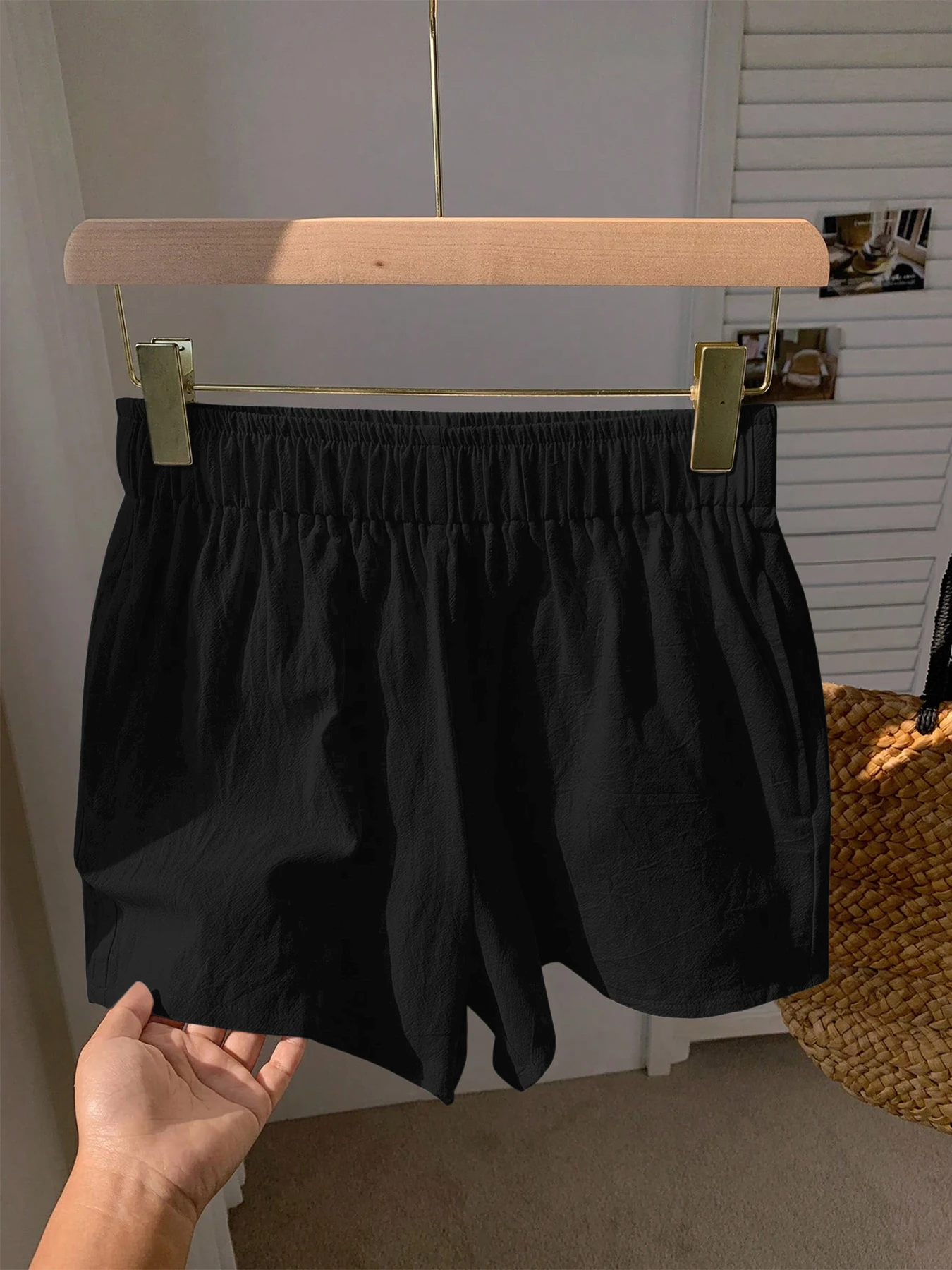 Summer Thin Linen Women's Loose Breathable Anti-Light Elastic Waist Shorts Comfortable Slim High Waist Student Daily Pants