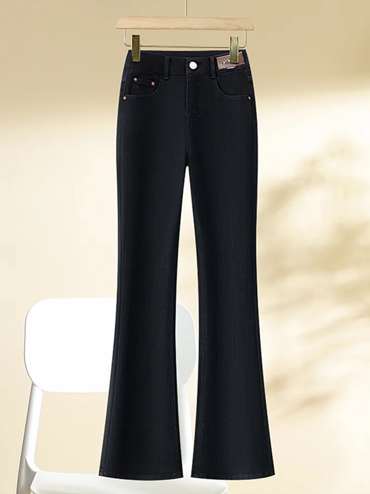 

Black Flared Jeans for Women, and Winter High-Waisted Casual Slimming Bootcut Pants for Petite Figures