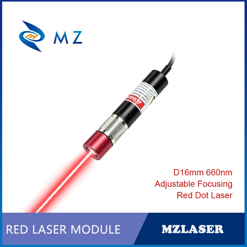 

Adjustable Focusing Red Dot Laser Module 660nm D16mm 10mW 20mW 30mW 50mW 100mW 5V 12V 24V Industrial Grade for Woodworking Parts