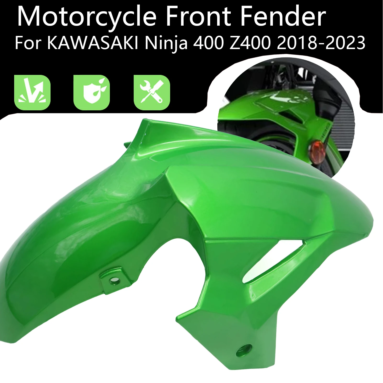 

Motorcycle Accessories For KAWASAKI Ninja 400 Z400 2018-2023 Front Fender Mudguard Tire Splash Mud Guard Shell ABS Carbon Fiber