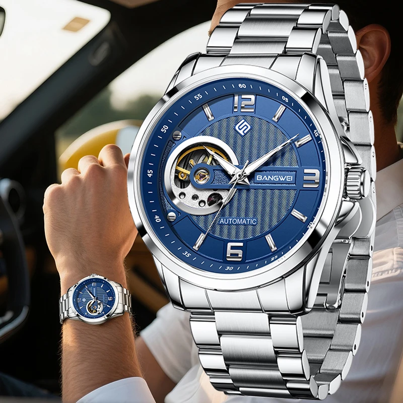 

BANGWEI мужские часы модные деловые часы мужские роскошные водонепроницаемые мужские часы механические наручные часы повседневные relogios masculino