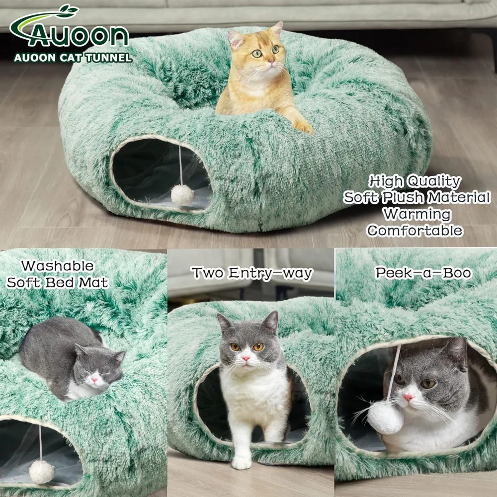 Cat Tunnel Bed with Central Mat,Big Tube Playground Toys