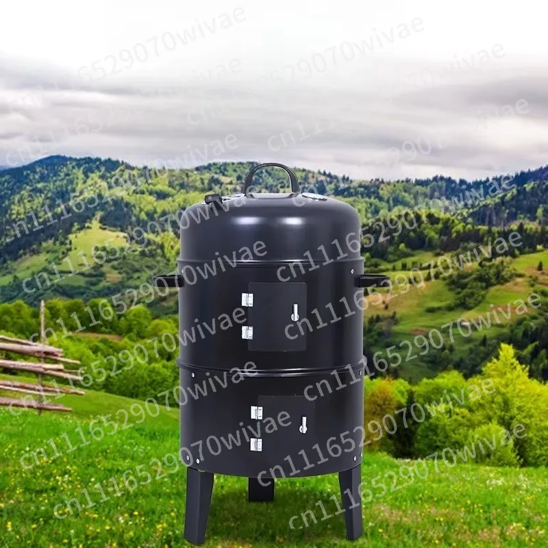 Multifunctional BBQ Smoker Oven With Smoking Rack Commercial Home Outdoor Barbecue Grill For Backyard Camping Meat Smoking