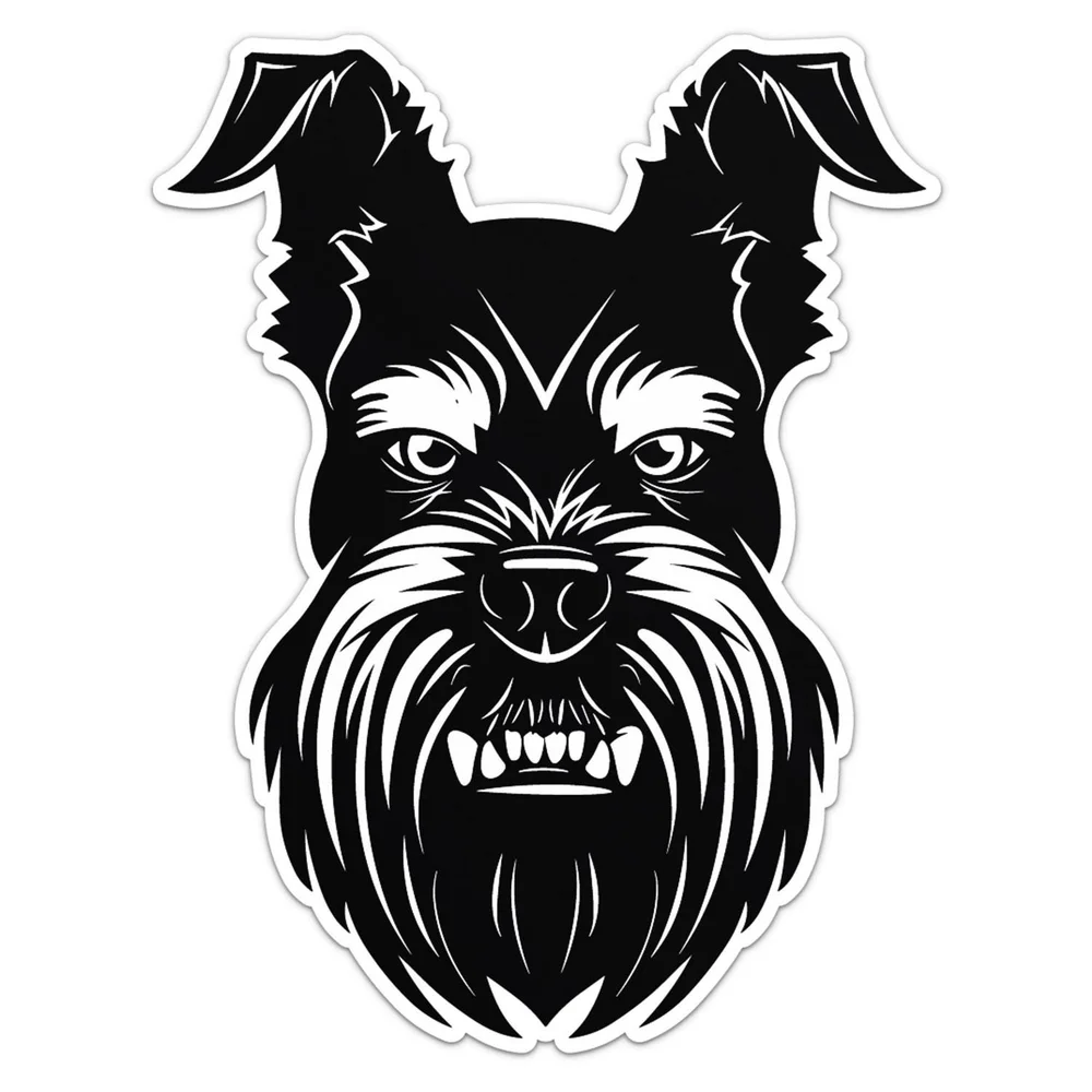 Angry Miniature Schnauzer Dog Vinyl Car Sticker Self Adhesive Decal for Car Body and Laptop Creative Car Decor