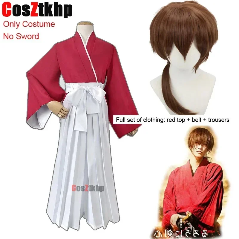

2024 NEW Himura Costume Rurouni Kenshin Cosplay Wig Men And Women In Kendo Suits Halloween Kimono MN3