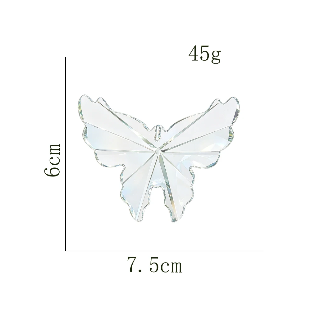75mm Clear Glass Butterfly Shaped Ornament Mesmerizing Rainbow Maker Hotel Hanging Crystal Prism Chandelier Beading Accessories