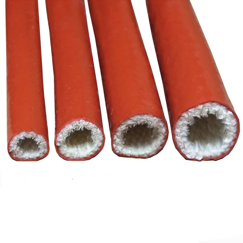 2meter Temperature Resistant FiberglassTube Silicone Resin Coated Glass Fiber Braided Fireproof Sleeve FireRetardant Casing Pipe