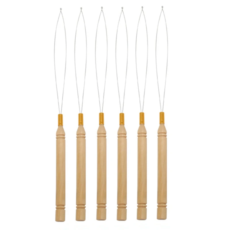 

2/6/12pcs Micro Ring Hair Extension Tools Loop Threader Pulling Needle with Hair Plier Beads Crochet Hook Loop for Hair Extensio
