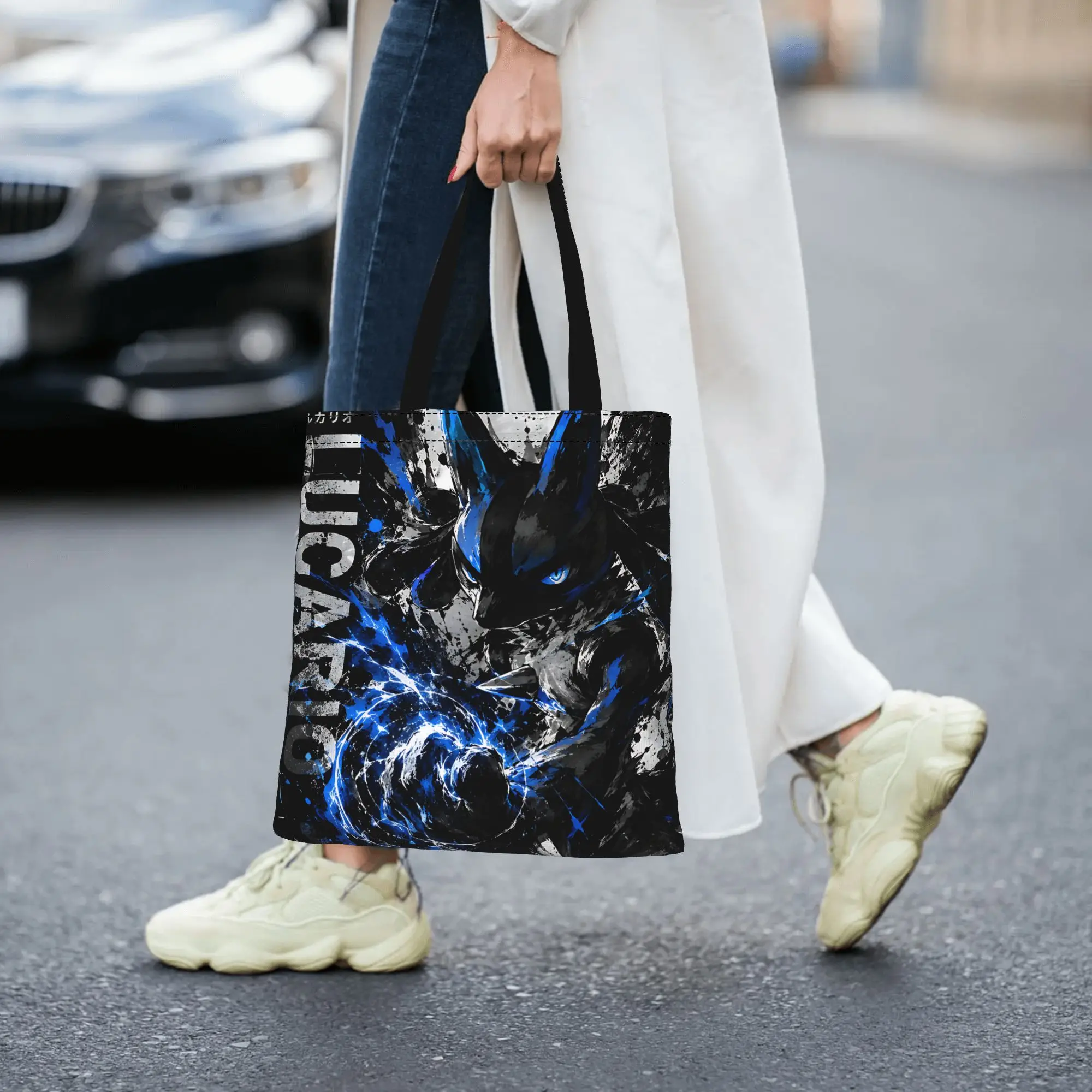 Customized Pokemon Lucario Women's Bag Campus Handbag Large Capacity  Canvas Tote Bag Foldable Chic Pattern