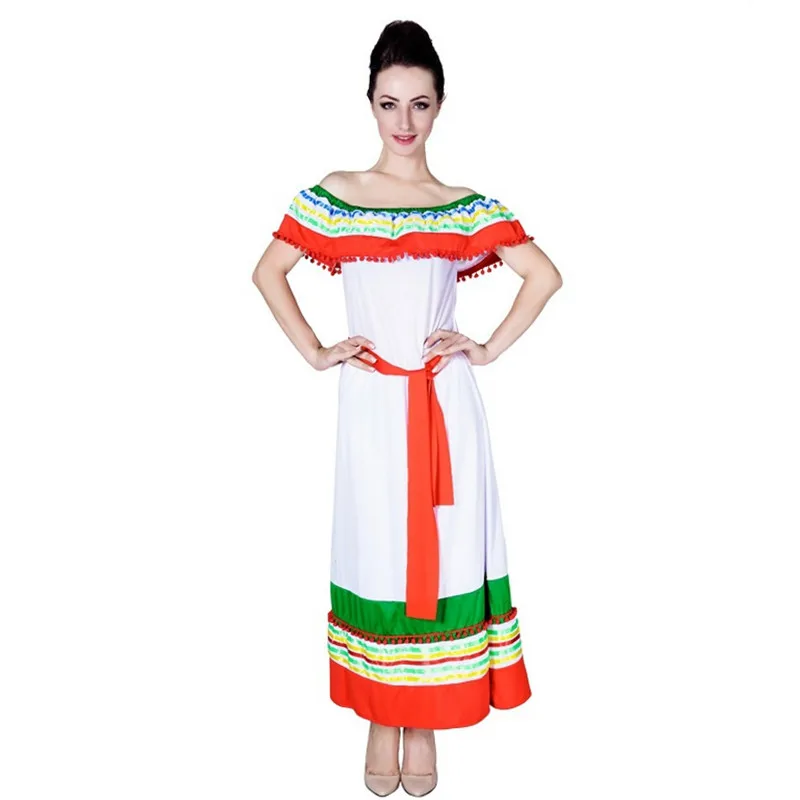 Woman Halloween Traditional Mexican Costumes Female ChinaPoblana Cosplay Carnival Purim Nightclub Bar Role Play Show Party Dress