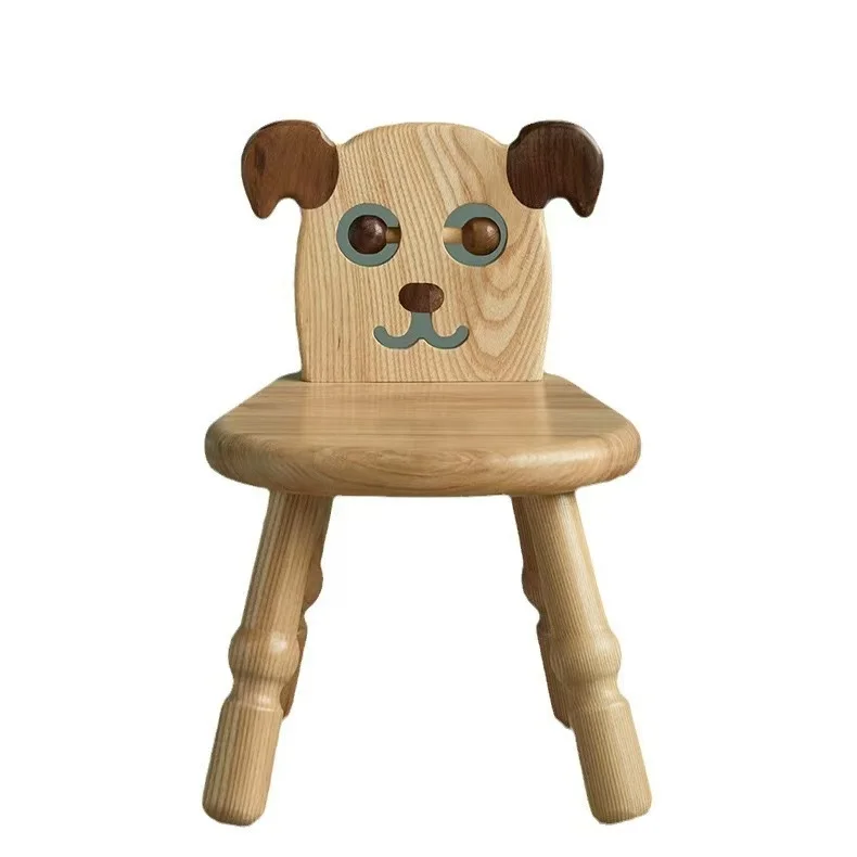 

#Children's solid wood dining chair, cartoon zodiac animals, cute seats, small stools, creative shoe changing stools.
