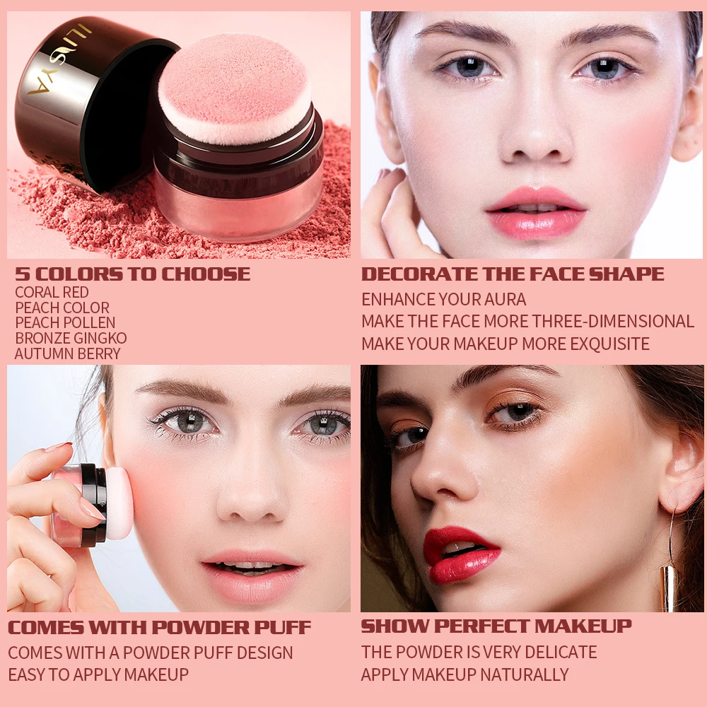 ILISYA Soft Face Blusher Powder Cheek Rouge Nourishing Nude Makeup Brightening Complexion Repair Cosmetics Maquiagem