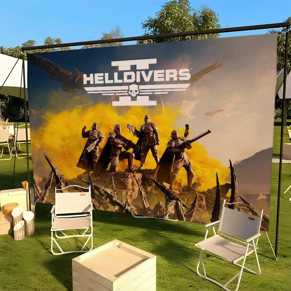 Game Helldivers 2 flag For Picnic Party Art Hanging Home Decoration Outdoor Camping Party Banner