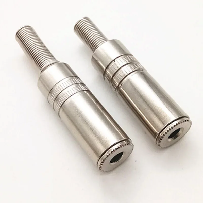 2pcs DIY 3.5mm  inch 3 Pole TRS Plug Socket Female  Stereo Audio Plug Microphone wire solder type Wire diameter 4mm