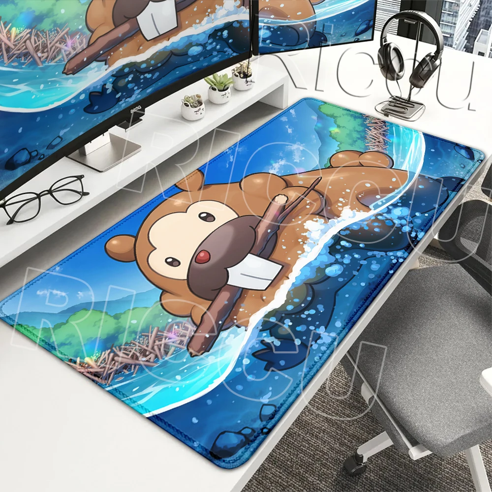 Erweiterte Mauspads, Anime-Gaming-Speed-Schreibtischunterlage, Gamer-Tastatur-Tischteppiche, Bürozubehör, Pokemon Bidoof Kawaii Anti-Rutsch-Matte