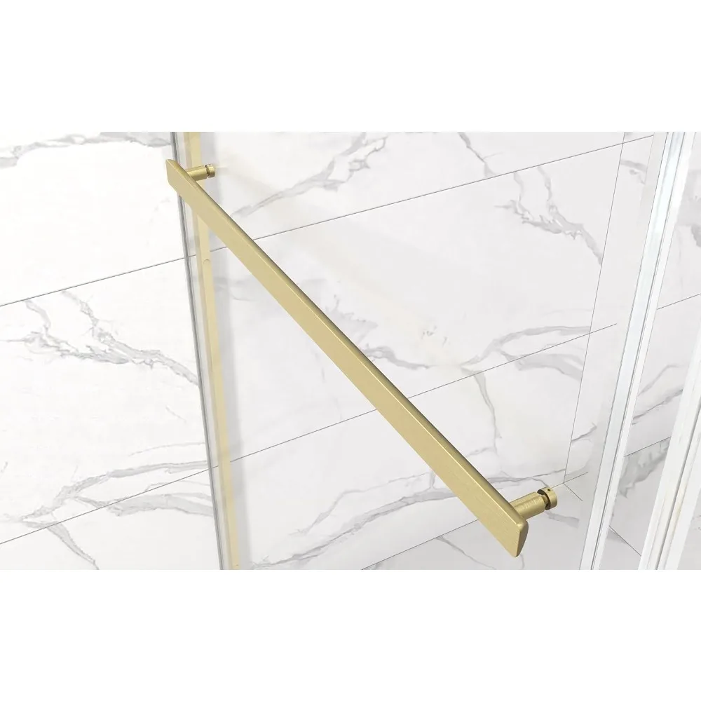 Shower Door  Bypass Sliding Shower Door, Double Sliding Shower Door with Tempered Glass, Shower Glass Door in Brushed Gold