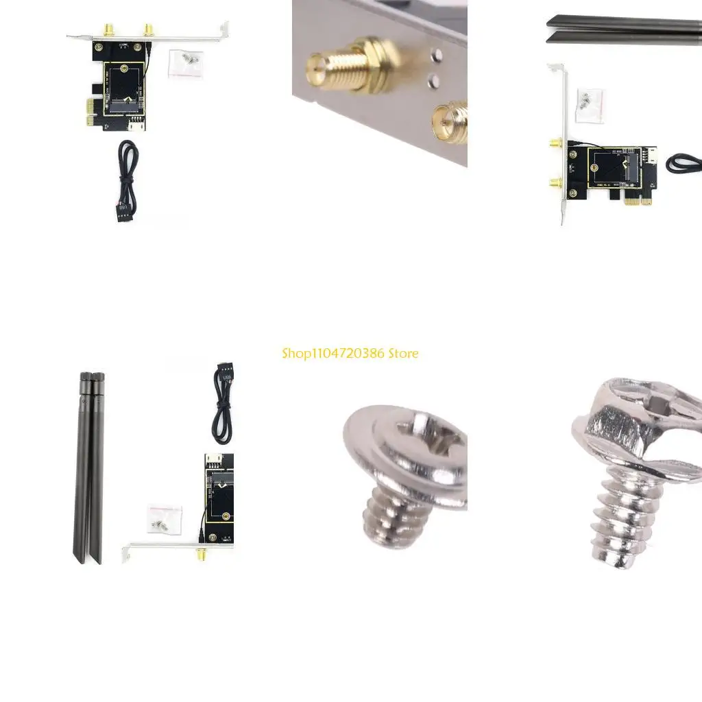 K0EA M.2 NGFF Wireless Card to PCIe Adapter Desktop WLAN Converter with 8DB/10DB Antennas for 7260 8265 7265 8260 AX200 AX210