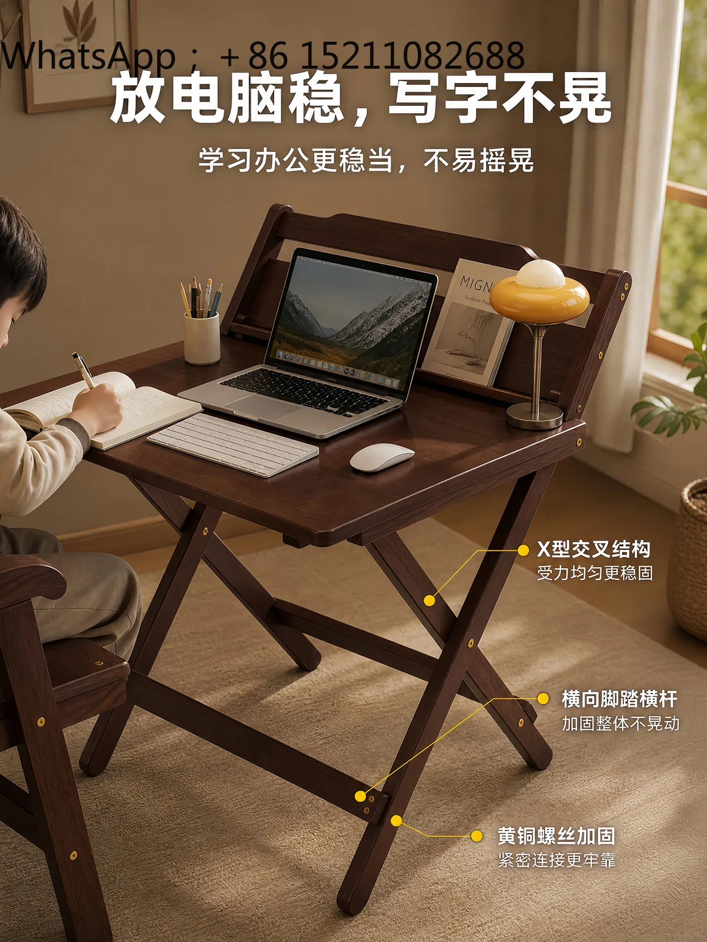 LLY folding desk household small apartment guqin table practice guzheng free installation new Chinese tea table