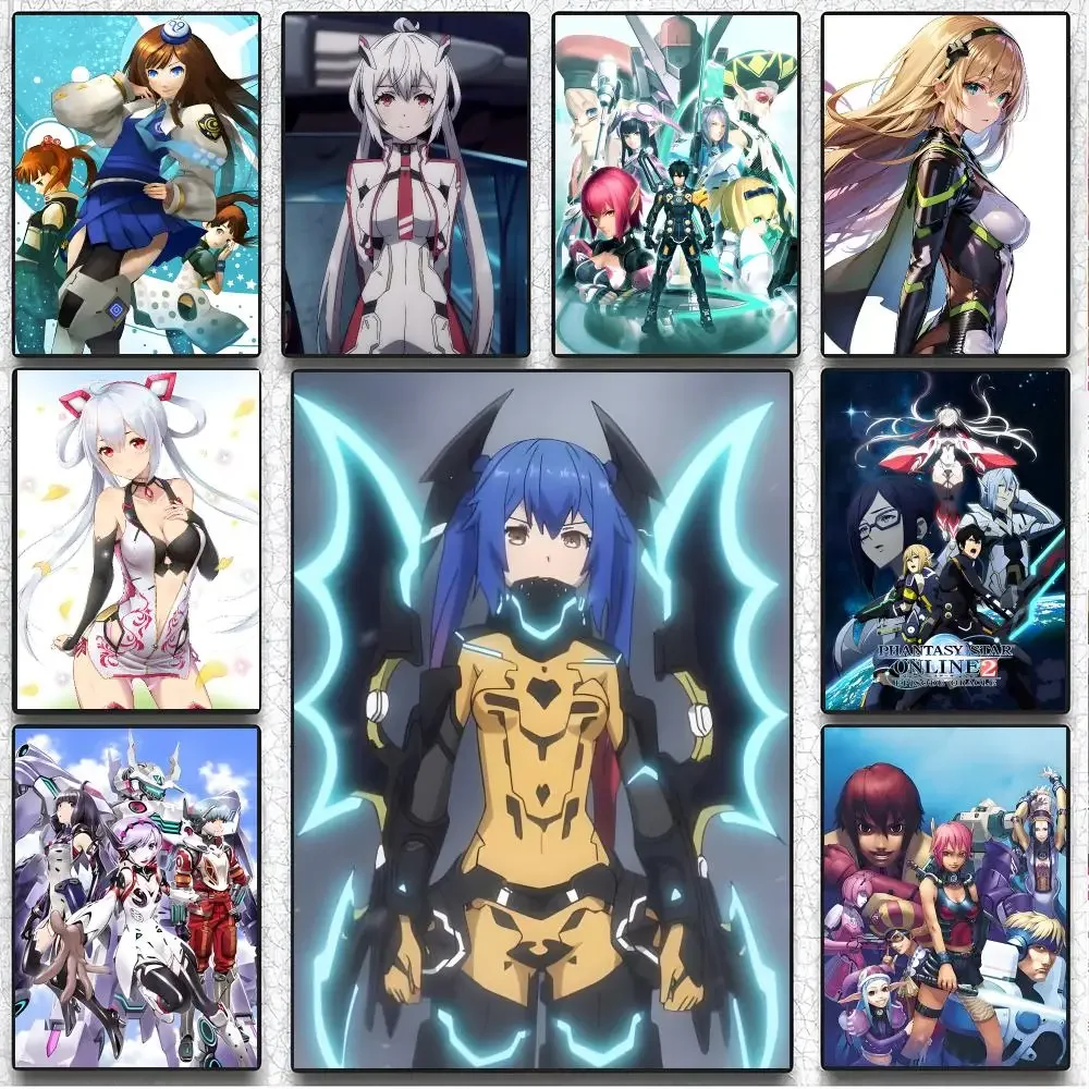 Fantasy Anime P-Phantasy Star Online 2 The Animation Poster Artistic Peel-Off Wall Decor, Indoor Home Ornament for Collectors