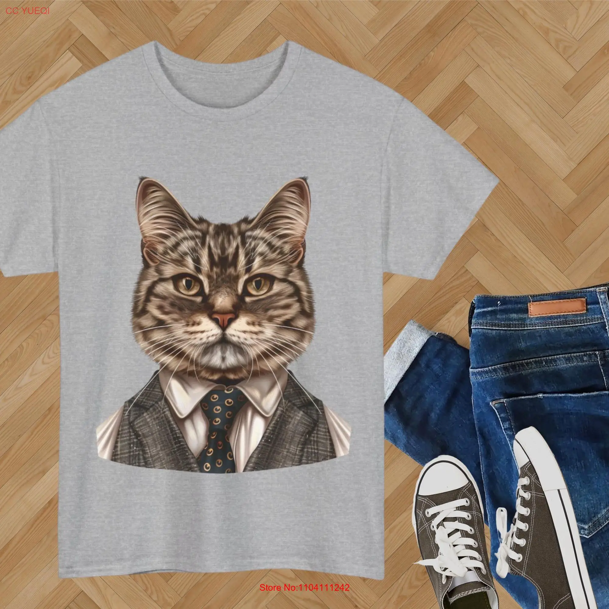 Cat in a tie T Shirt Animal Lover Mum For long or short sleeves