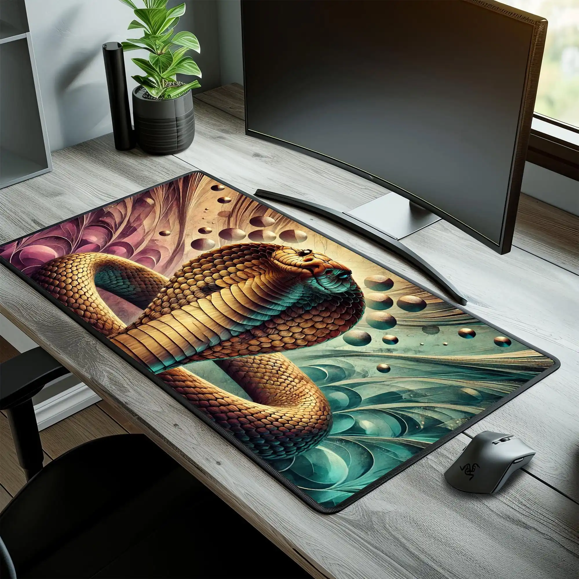Cobra Pattern Mouse Pad, Non-slip Waterproof Gaming Mouse Pad, Office Gaming Desk Decoration Mat, Perfect Gift for Friends.