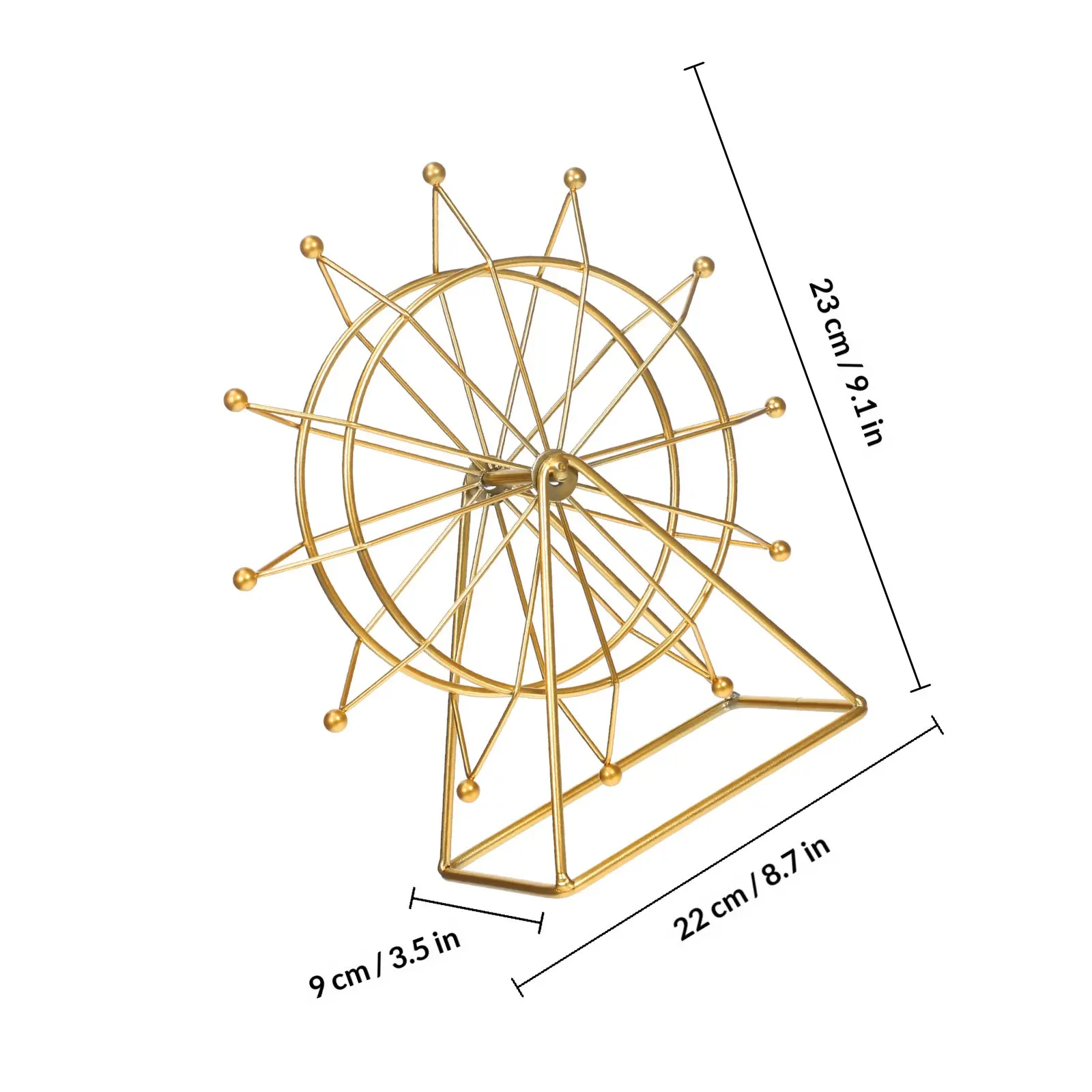 Iron Ferris Wheel Decorative Ornament Solid Structure Golden Color Smooth Surface Home Decor Desktop Accent for Living Room