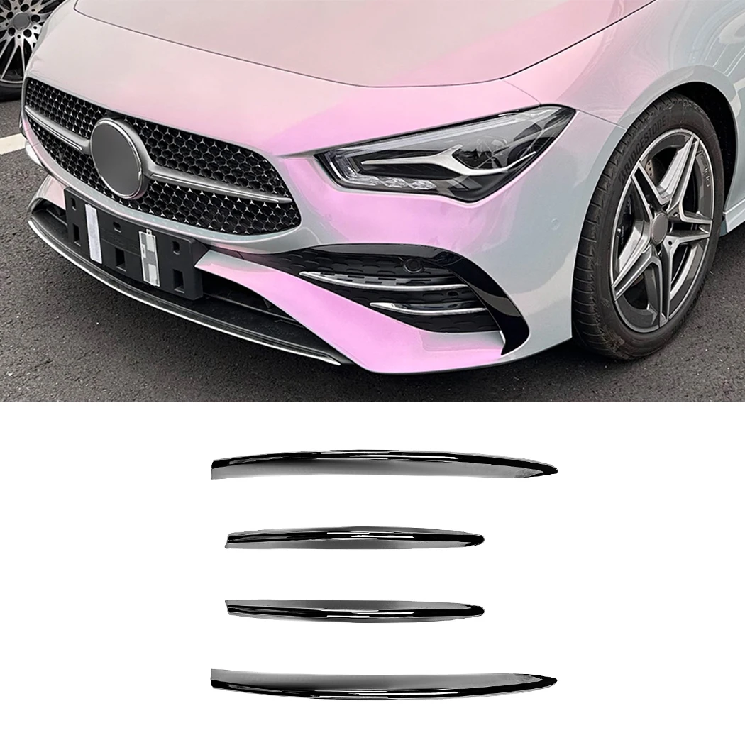 Car Front Fog Lamp Strip Air Intake Grille Slats Trim Cover For Mercedes-Benz CLA-Class C118 X118 Late AMG 2023-2024