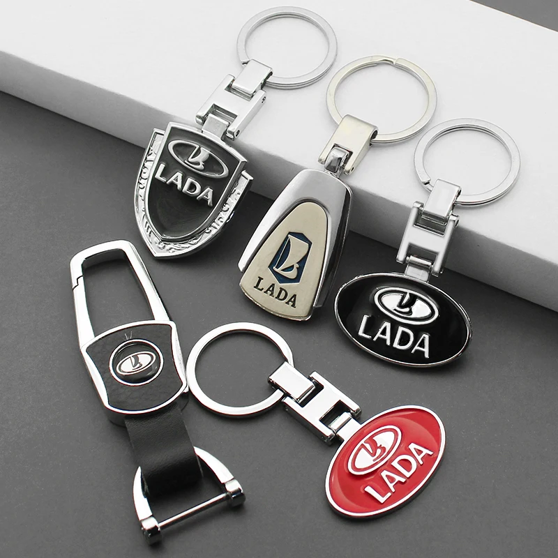 3D Metal Leather Car Styling Emblem Keychain Rings Auto Accessories For Lada Priora Niva Samara Kalina VESTA Granta Largus 2105