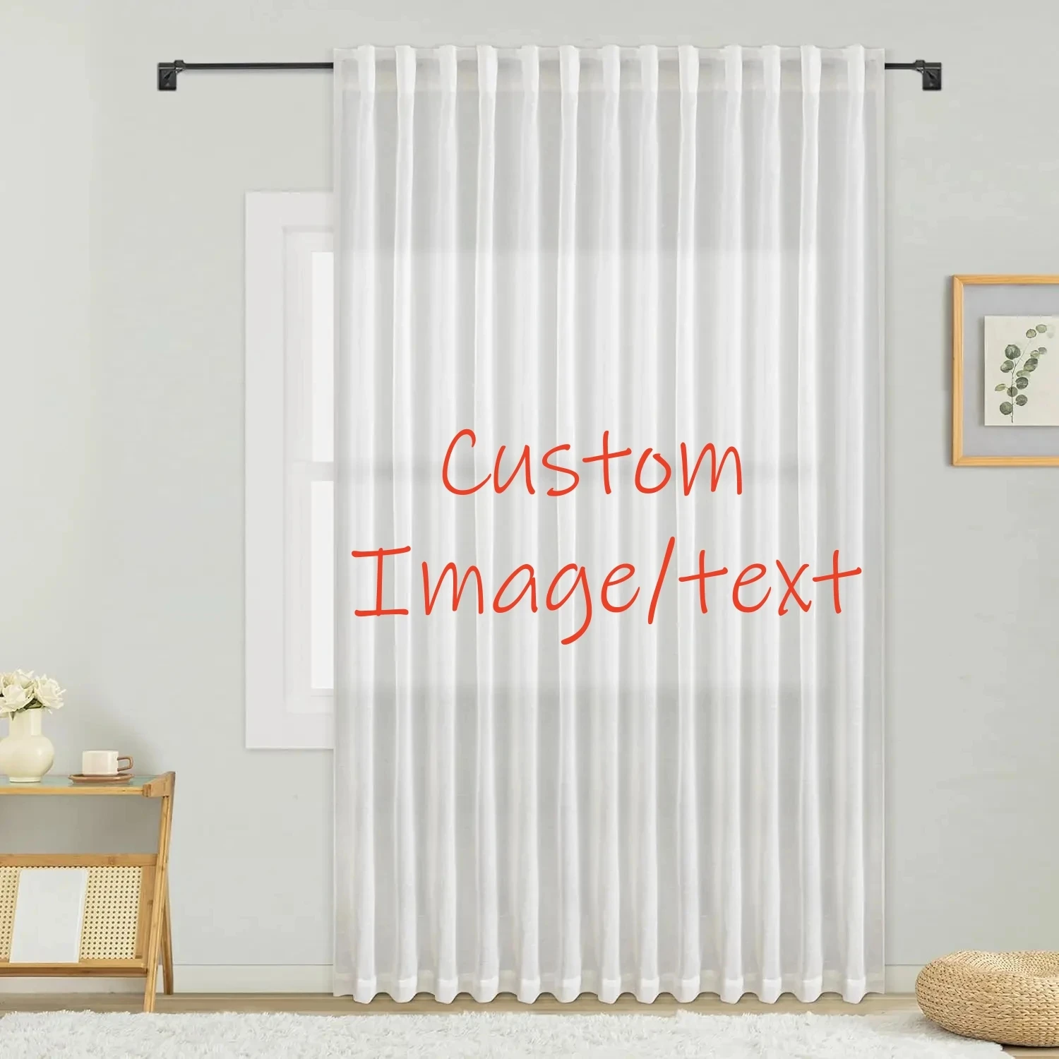 Custom Sheer Voile Curtain Customized Window Tulle Curtain Personalized Photo Semi Transparent Window Drape for Living Room