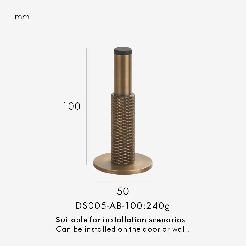 Nurlin Messing Gekartelde Deurstopper Badkamer Deur Kamerstopper Zware Vloer Muurbevestiging Bumper Deurhouder Vangst Antiek Messing - afbeelding 1
