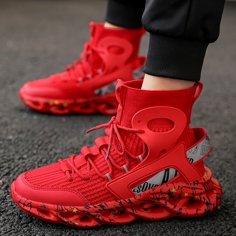 High-top Sock Sneakers Men Trend Reflective Hip-hop Sports Shoes Light Comfy Leisure Shoes Oversize Walking Shoes Male Footwear