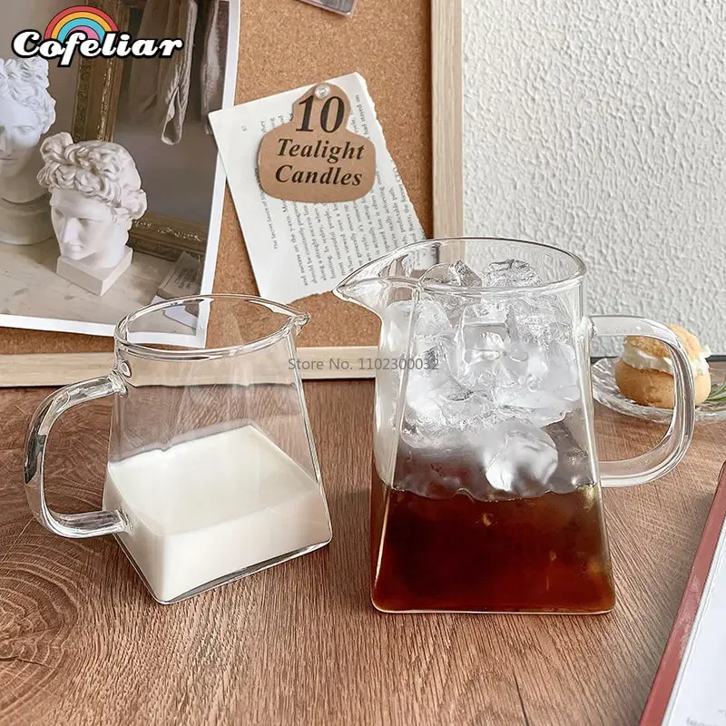 

350/550ml Glass Pitcher Milk Pitcher Mini Glass Pitcher Transparent Coffee Tea Milk Pourer Glass Creamer Pot