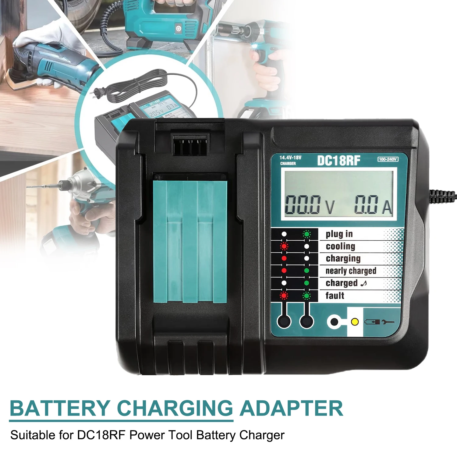 

DC18RF Li-ion Super Fast Charger for Makita 14.4V-18V Lithium Battery BL1860B BL1830 BL1415 BL1440 with LED Screen USB Port New