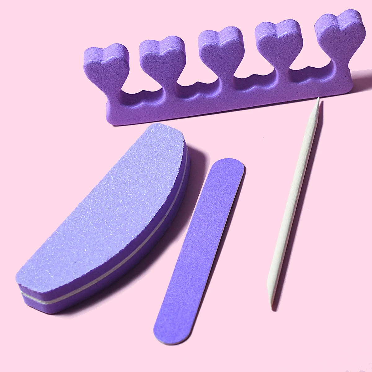

4Pcs/Bag Toe Separators Nail Spa Party Tools Mini Sponge Nail Files Buffer Block Orange Nail Sticks Pedicure Wood Cuticle Pusher