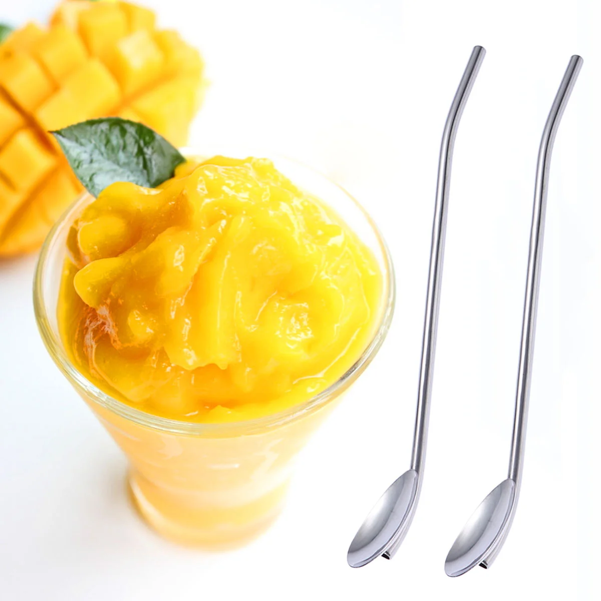 

6Pcs StainlessSteelStrawSpoon Spoon HollowHandle MetalCocktail Drinking Straw Spoon StrawSpoon PartyColdBeverages