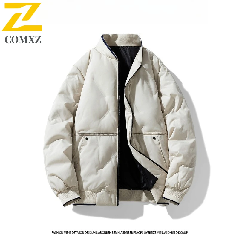 

Модная мужская парка, пальто 2025 года, бейсбольный воротник, однотонная теплая куртка для катания на лыжах, зимняя ветрозащитная уличная куртка с хлопковой подкладкой