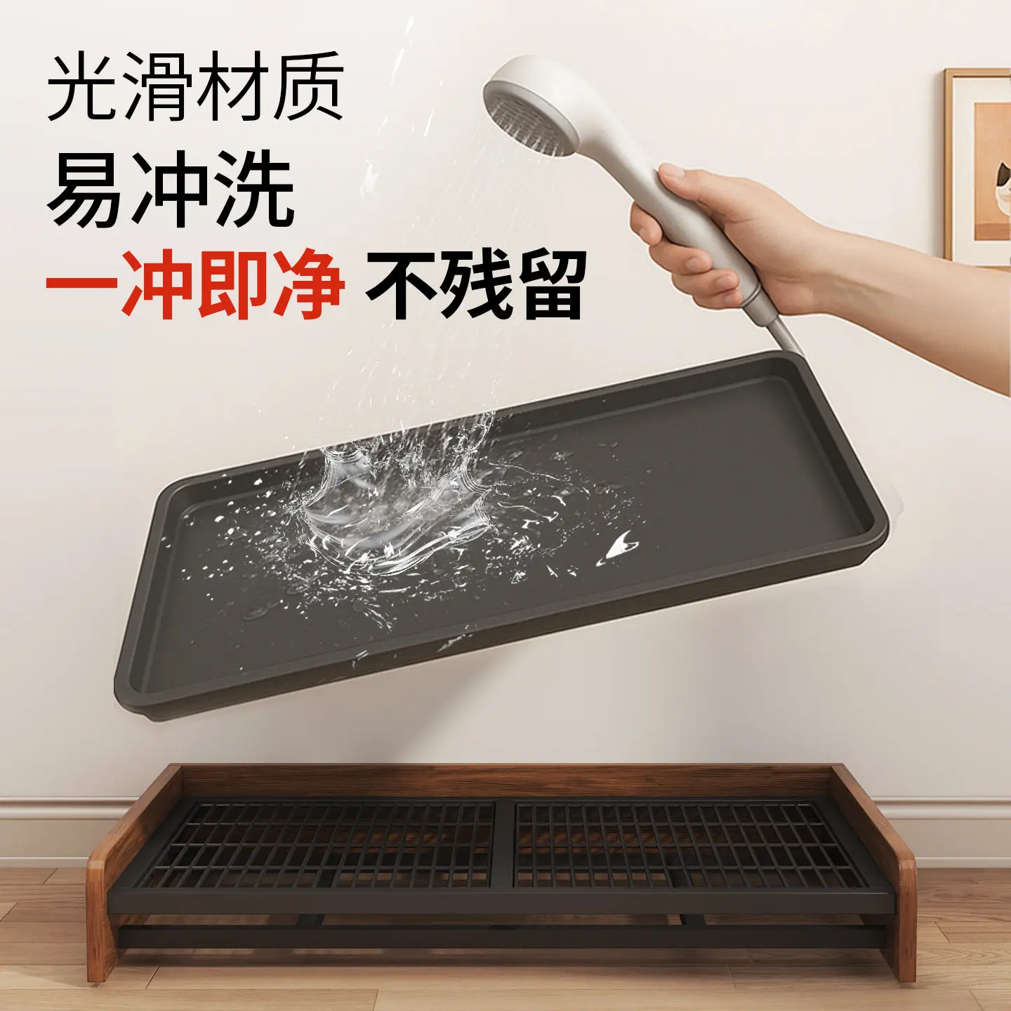 Dog urinal non-wet foot baffle splash-proof drawer type retro wind tray stainless steel separate grid rack