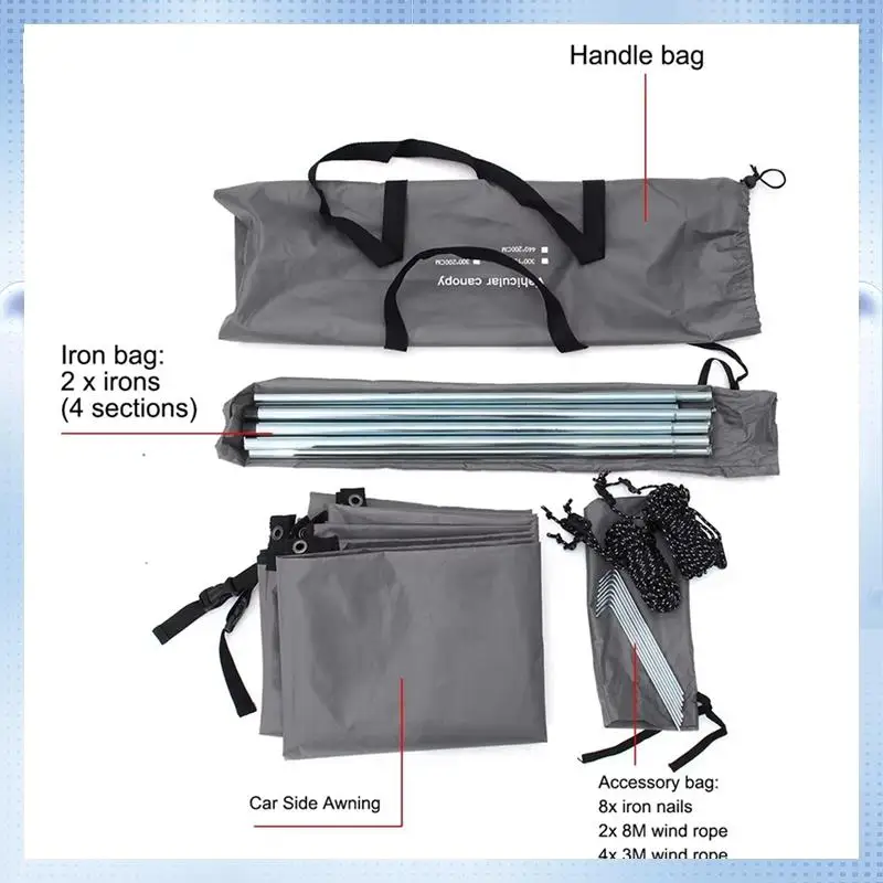 

ABMW-Portable Car Shelter Shade Camping Side Car Roof Top Tent Anti-UV Sunshade Waterproof Awning Parasol Rain Canopy