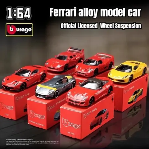 Bburago 1:64 Ferrari Series-LaFerrari 458 Enzo SF90 812 SP3 Modelos fundidos a presión de aleación, mini coches de simulación, juego de regalo para adultos y niños