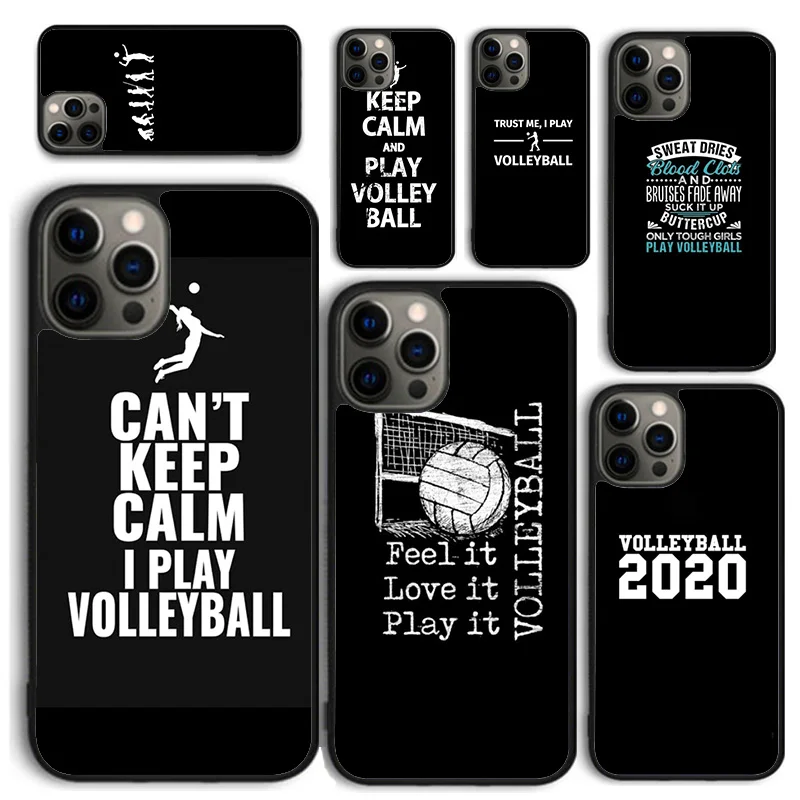 Stay calm and play volleyball Phone Case for iPhone 16 15 14 12 13 mini PLUS X XS XR 11 PRO MAX Back Cover Fundas