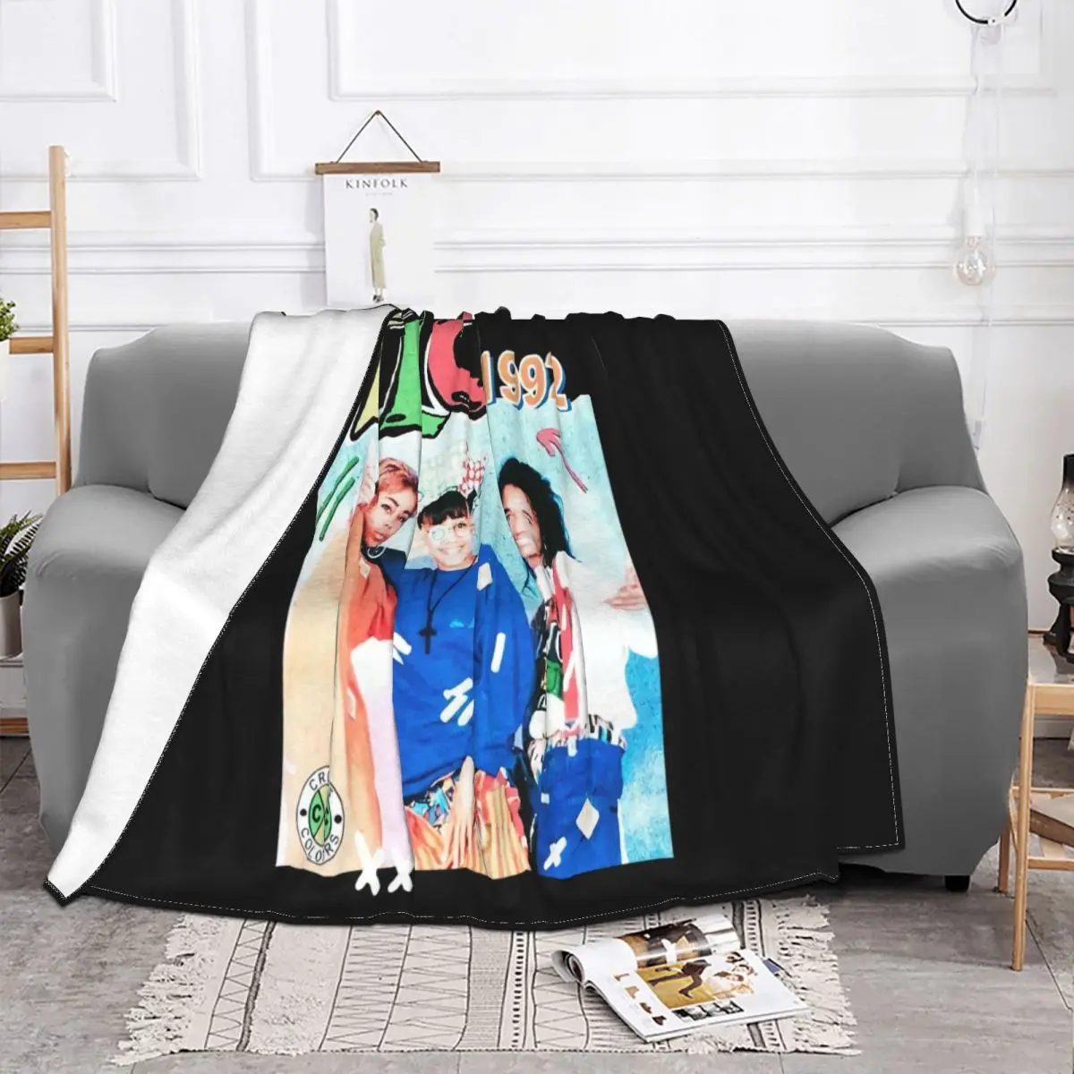 Vintage Cross Color S Tlc S Hip Hop Rap 1992 Cross Color S High Quality Cotton Hip-Hop Throw Blanket