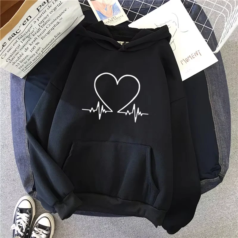 Women's Hoodies Print Casual Sweatshirts Outdoors Sports Jogging Woman Clothing Autumn Winter Long Sleeves Pullover Tops