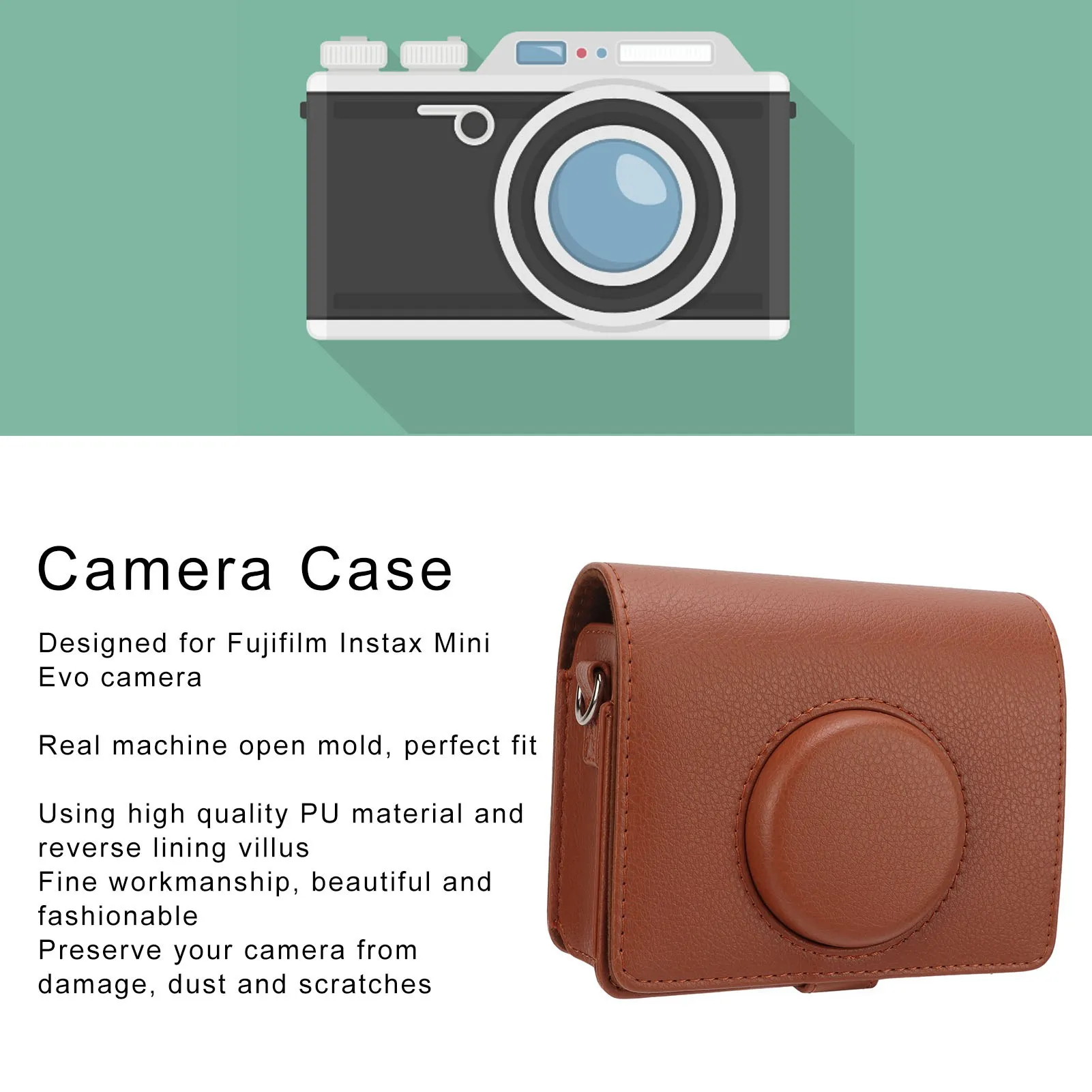 Kameratasche, modische PU-Ledertasche mit Schultergurt für Fuji Mini Evo Kamera für Instax Mini Evo Kameratasche