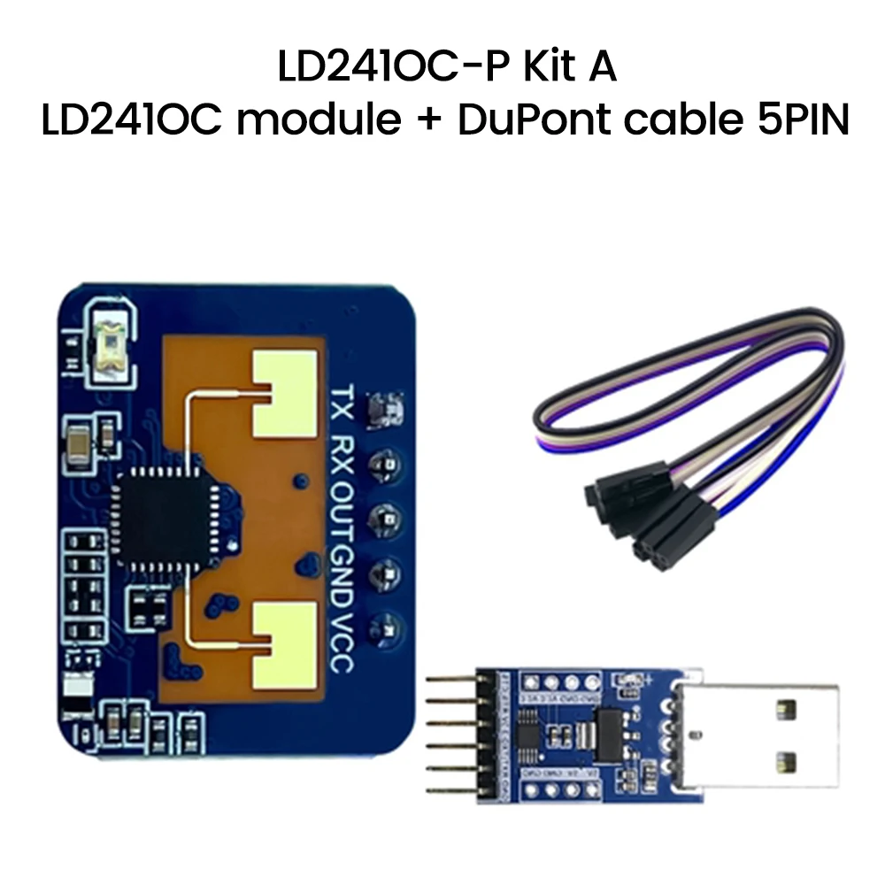HLK-LD2410C 24G mmWave FMCW Millimeter Wave 5M Human Presence Status Radar Sensor Motion Detection Module High Sensitivity Cable