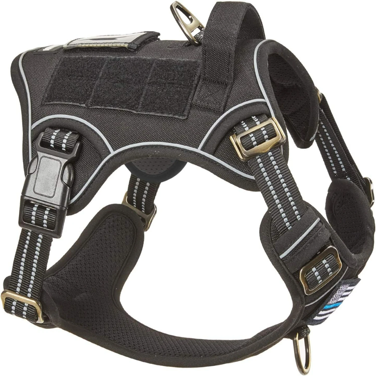 Comfortable Adjustable Military Green Reflective No Pull Dog Harness with Handle - Perfect for Smart and Active Medium Dogs - Fa