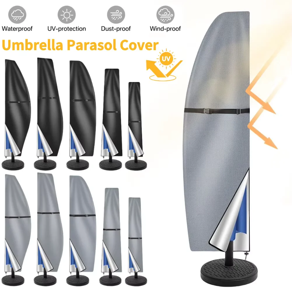

Sunshade Case Patio Umbrella Parasol Cover Waterproof Outdoor Anti-UV Protective Cover with Zipper Cantilever Parasol Rain Cover