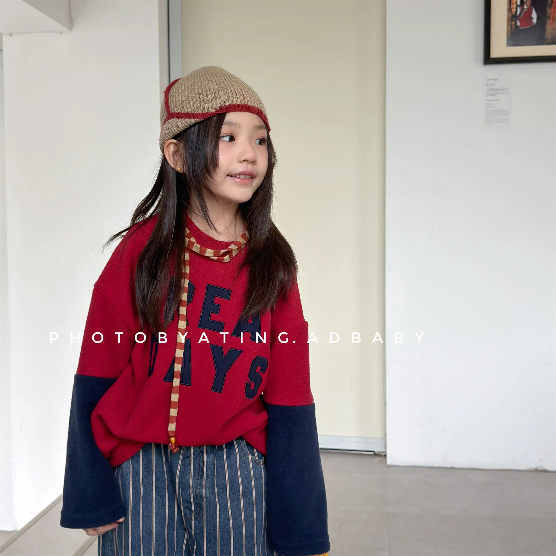 2026 Winter New Children Warm Fleece Sweatshirt Baby Letter Pullover Boys Girls Plus Velvet Thick Tops Kids Casual Sweatshirt