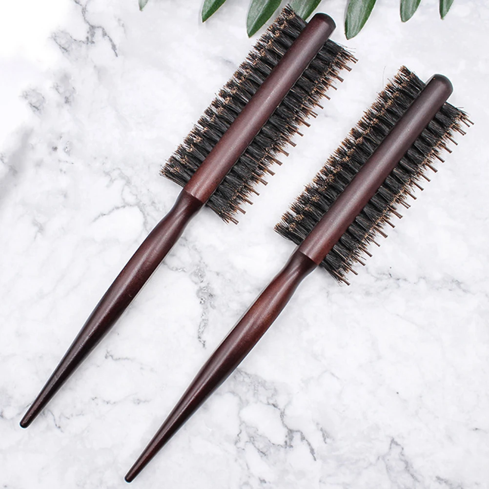 

Hair Salon Brush Round Hairdressing Straighten Curl Detangling Bristle Roller Styling Curly Pig Bristles Nylon Wood H Durable