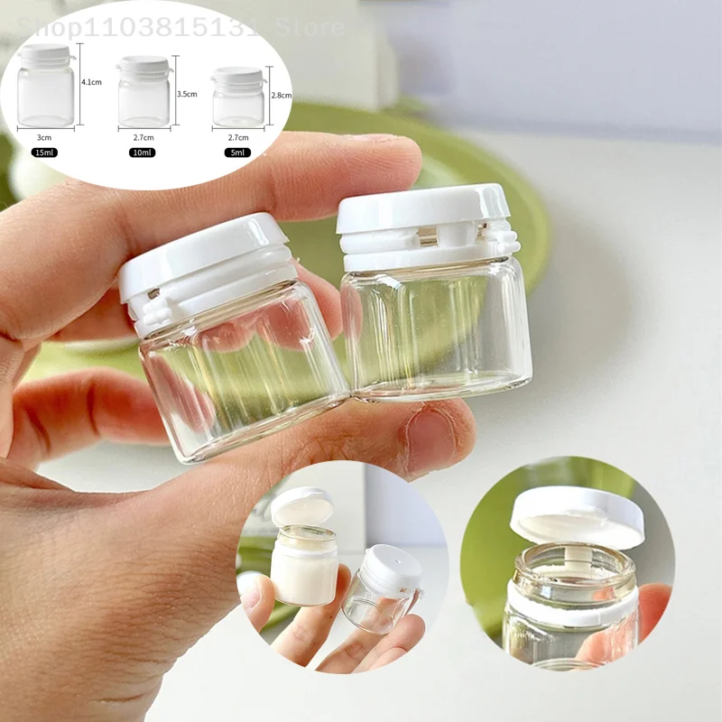 Glass Mini Cosmetic Jars 3/6/10Pcs Liquid Foundation Containers With Lids & Inner Plug Refillable Clear Boxes Dispensing Bottles