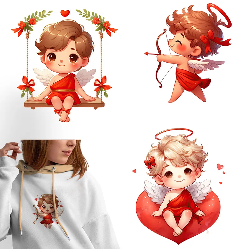 lovely Cupid love cherub DTFHeat Transfer iron on transfer for clothingThermal for Clothing Iron On Patches.